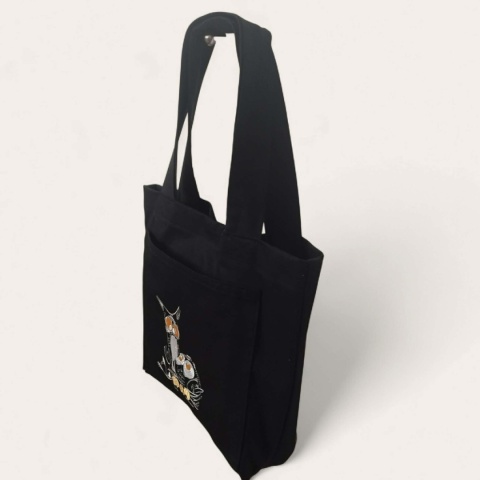 Torba bawełniana z zabawnymi haftowanymi sowami