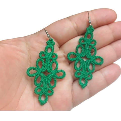 Zielone koronkowe kolczyki
