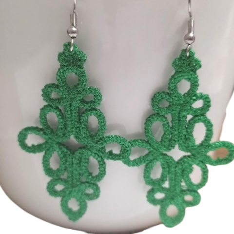 Zielone koronkowe kolczyki